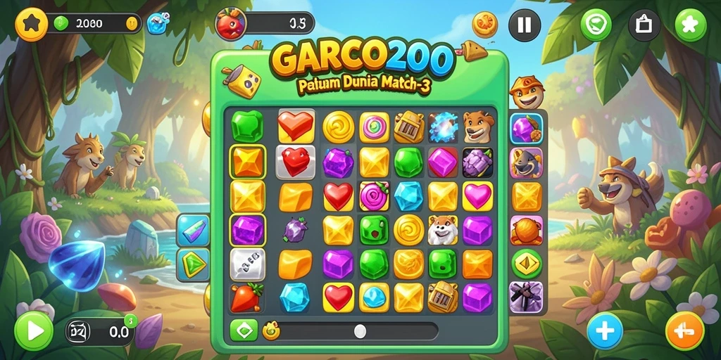 Tampilan gameplay seru di GARCO200 dengan tantangan Match-3.