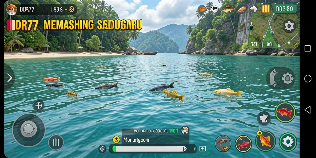Tampilan gameplay memancing yang mendebarkan dalam IDR77.