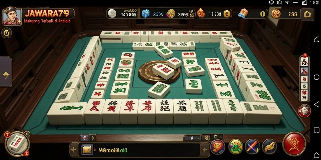 Tampilan gameplay menakjubkan dari JAWARA79 yang penuh strategi Mahjong.