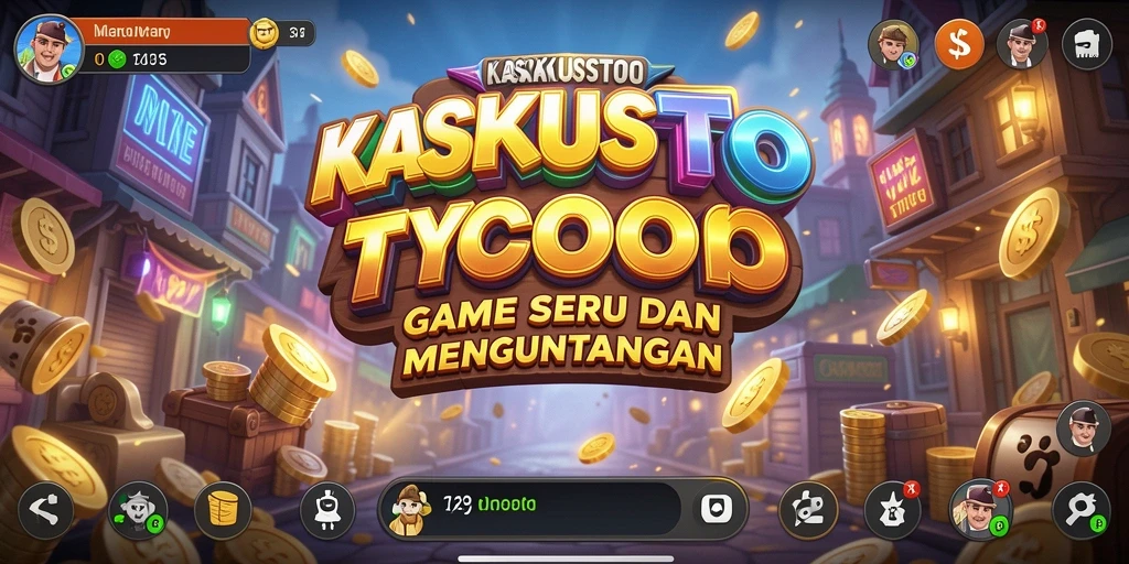 Tampilan gameplay KASKUSTOTO yang seru dengan fokus pada manajemen bisnis.