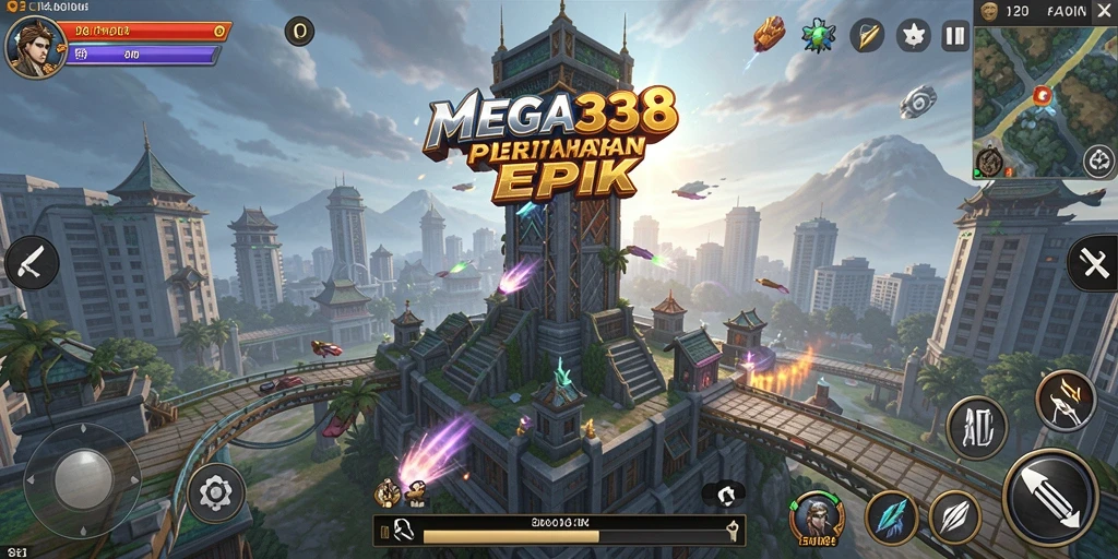 Tangkapan layar gameplay MEGA338 yang menunjukkan aksi pertahanan menara yang seru.