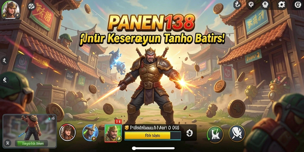 Screenshot utama menunjukkan gameplay menegangkan dari PANEN138 Tower Defense.