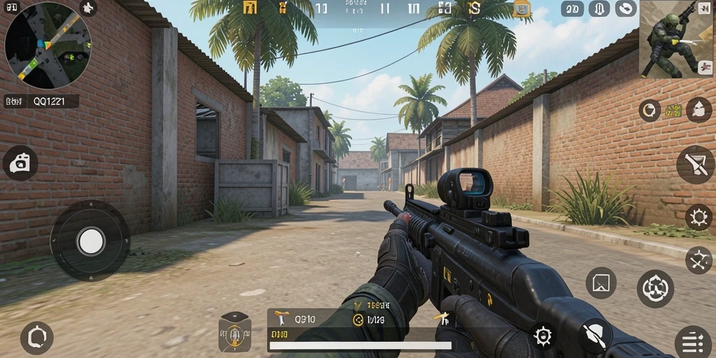 Screenshot menunjukkan aksi intens dalam permainan FPS dengan grafis yang memukau.