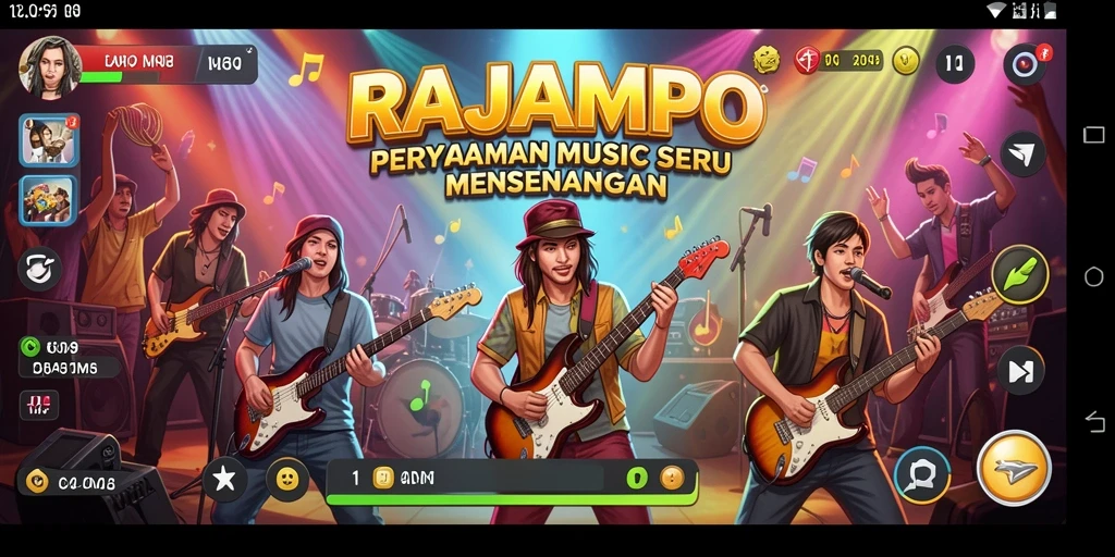 Tampilan utama game RAJAMPO dengan gameplay musik yang mengasyikkan.