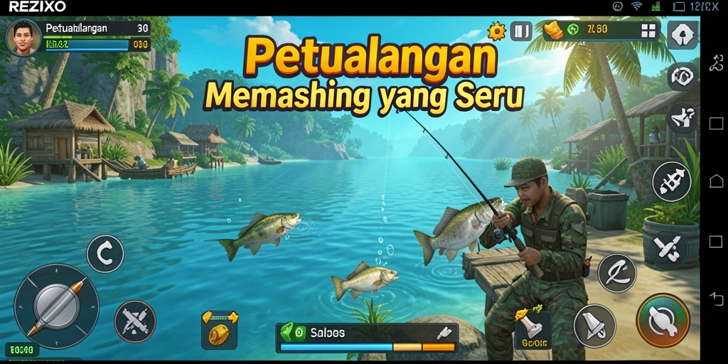 Tangkapan ikan yang besar dalam gameplay REZIXO