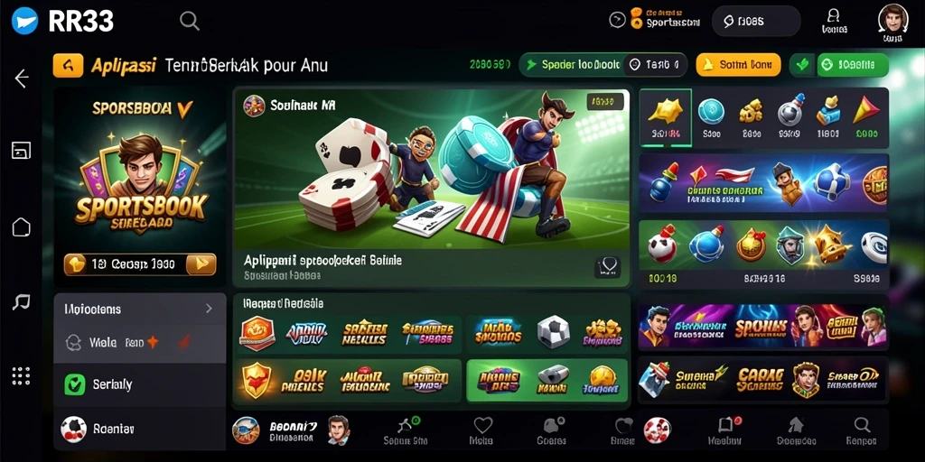 Screenshot gameplay RR33 menunjukkan aksi taruhan olahraga yang seru.