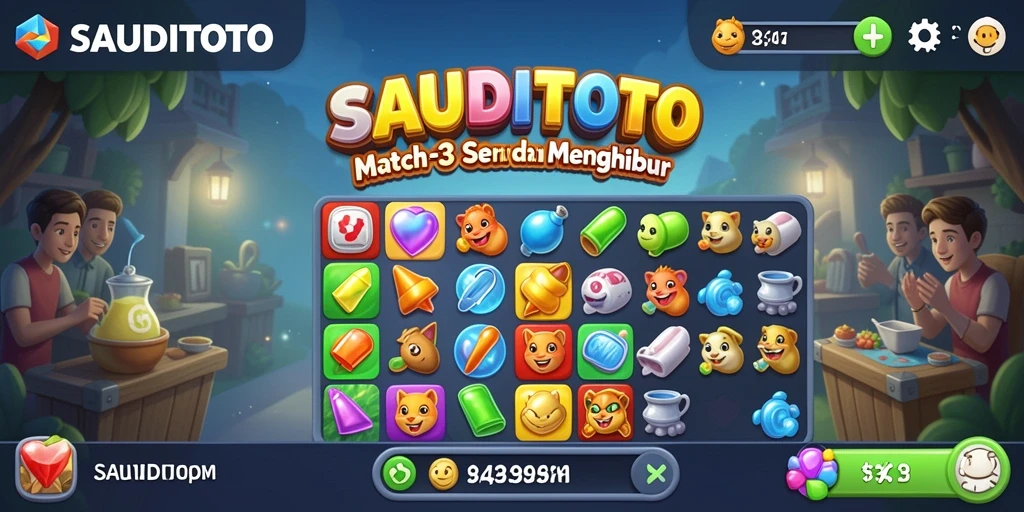 Tampilan gameplay SAUDITOTO yang penuh warna dan menarik.
