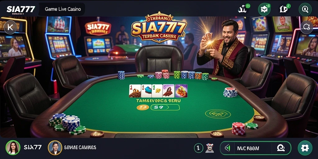 Tampilan gameplay SIA777 yang mendebarkan dengan dealer langsung di Live Casino.