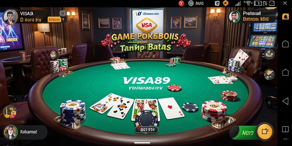 Screenshot gameplay Poker menunjukkan aksi seru di meja.