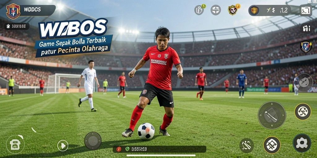 Tampilan gameplay WDBOS yang seru di lapangan sepak bola.